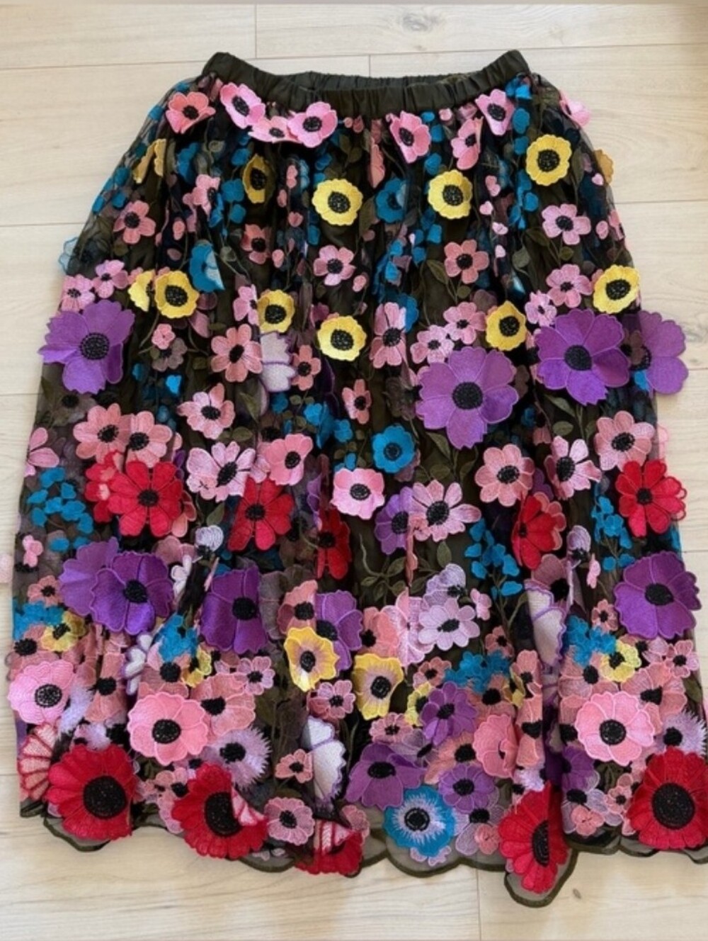 Anthro/Maeve 3D Floral Applique Skirt, TOP RATED!